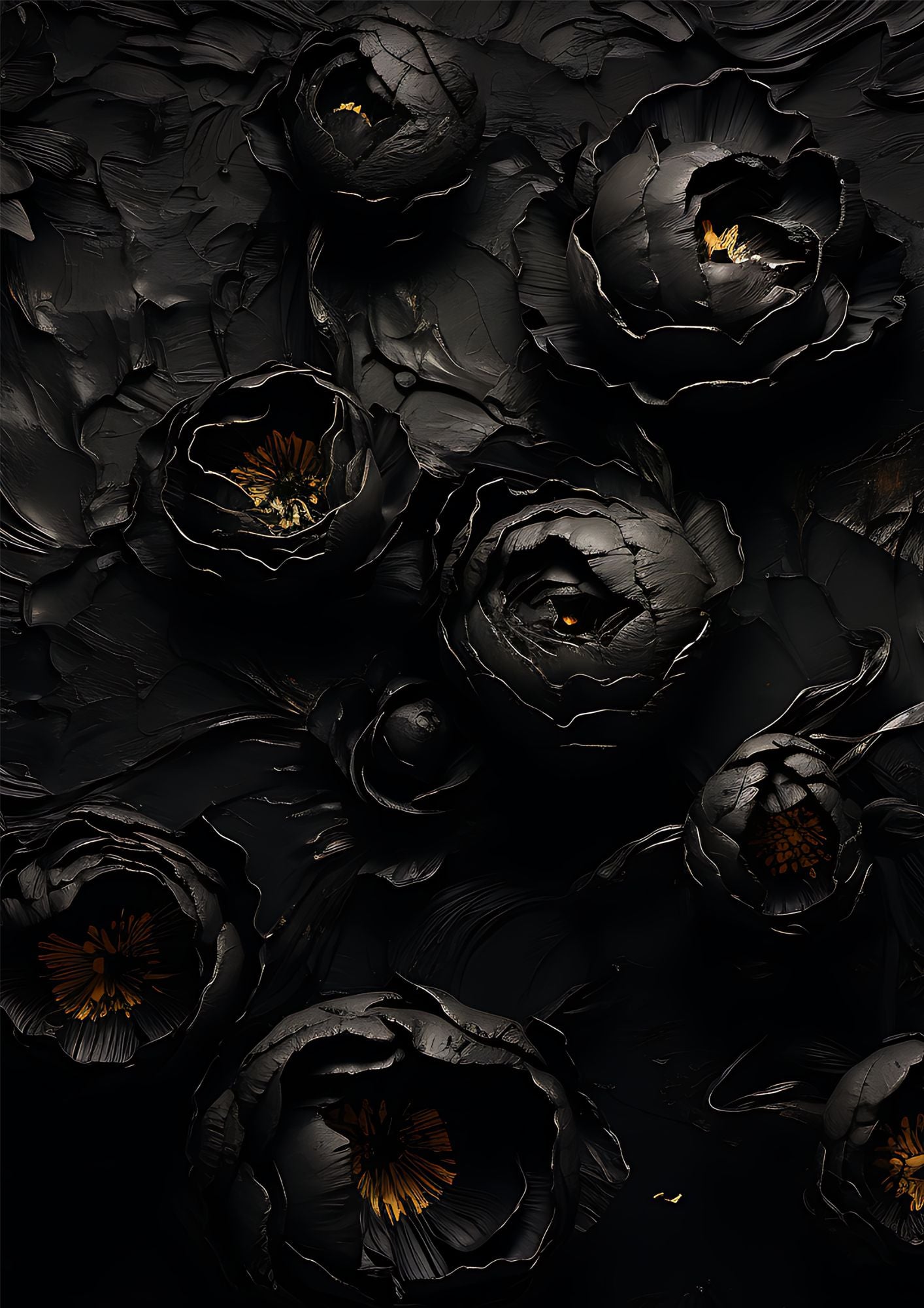 Tawhid Posterset mit schwarzen Blumen