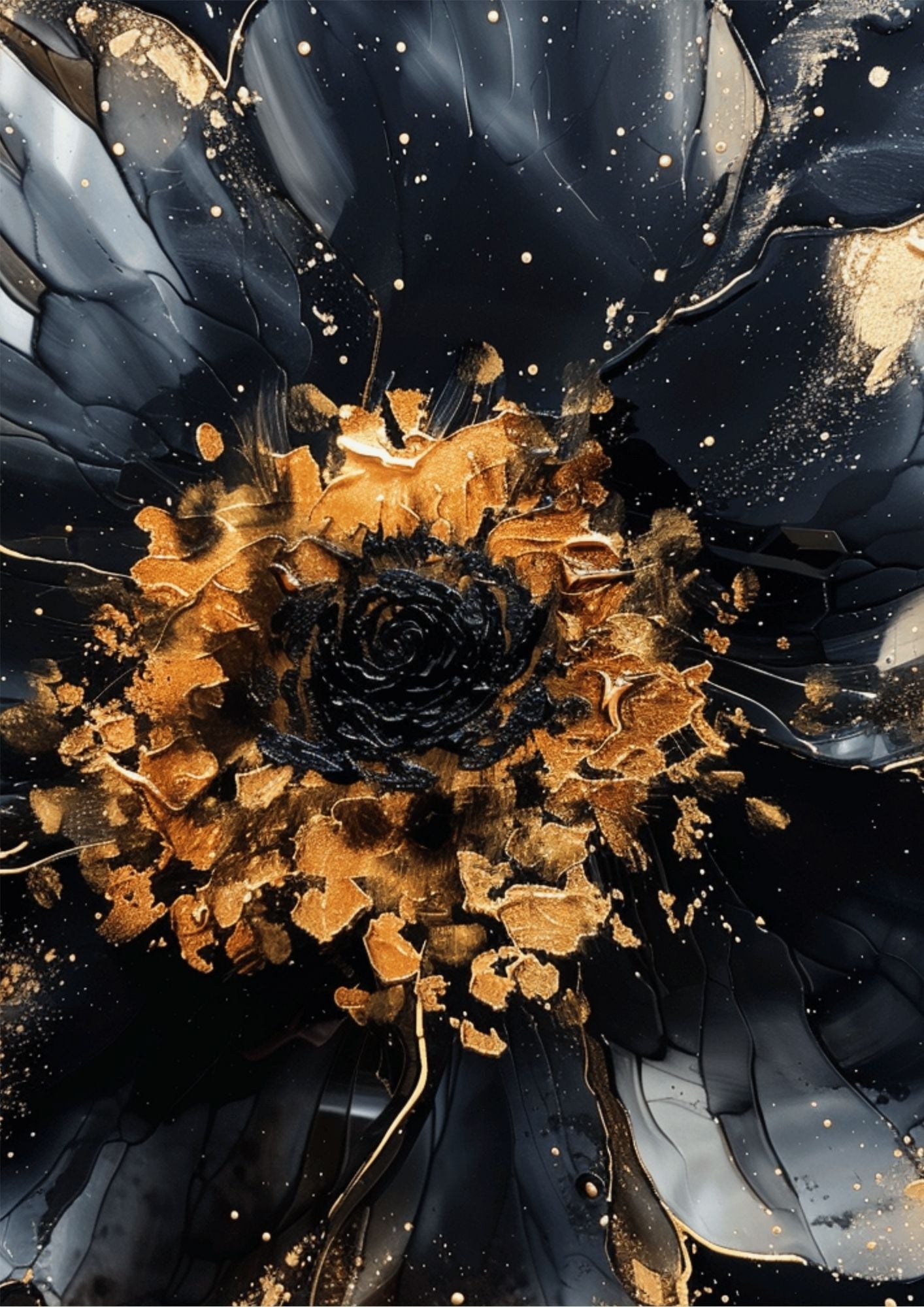 Ayat Al Kursi Posterset mit schwarzen Blumen