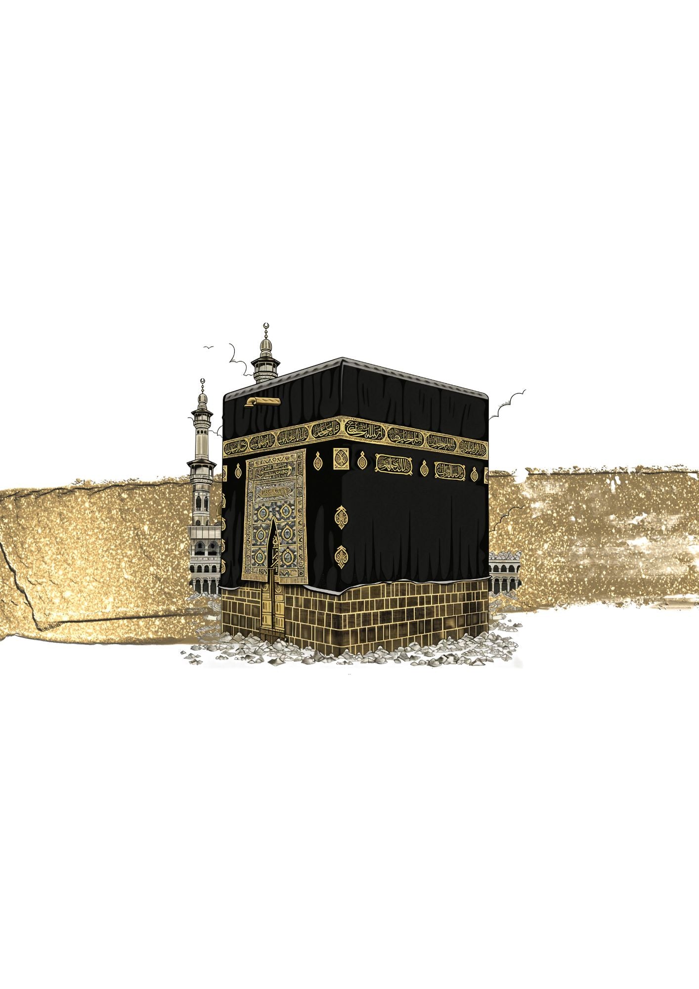 Kaaba Poster mit goldenen Akzenten