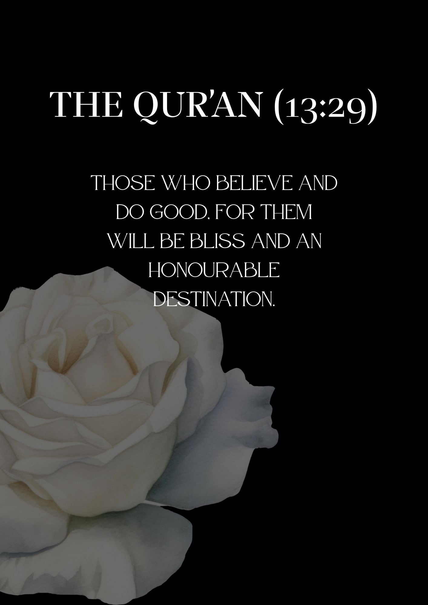 Koran Ayah Posterset schwarz mit Blumen