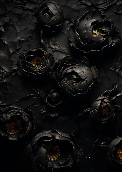 Tawhid Posterset mit schwarzen Blumen