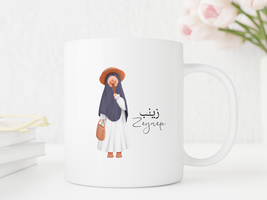 Personalisierte Hijabi Tasse mit arabischem Namen