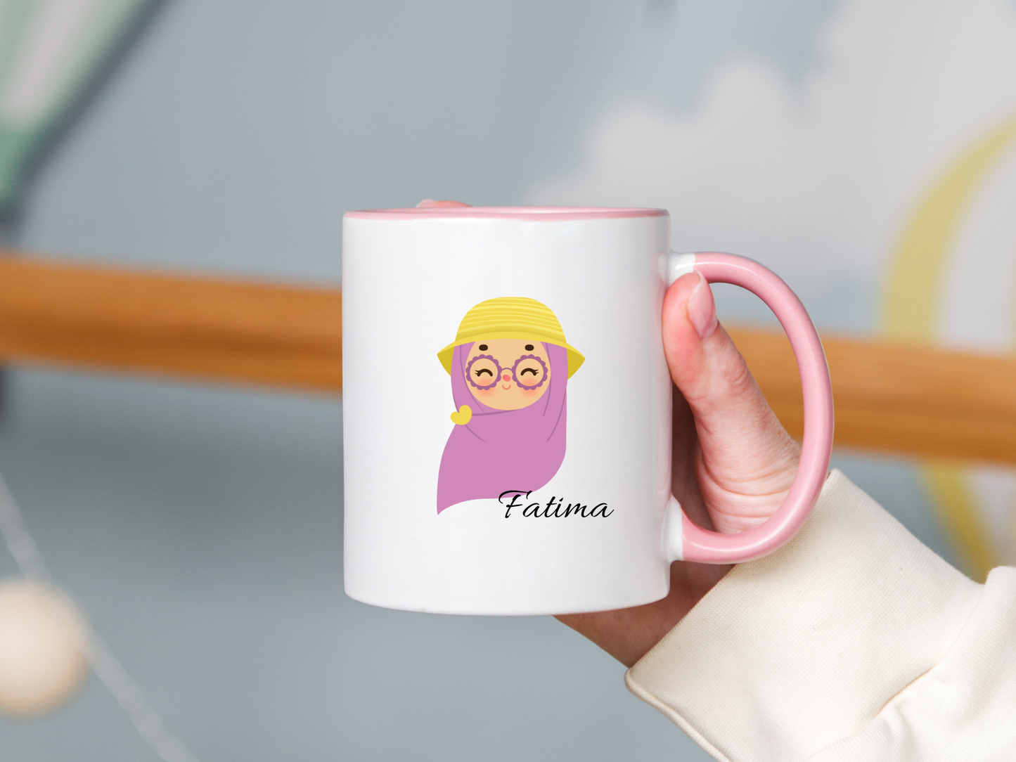 Hijabi mit lila Kopftuch Tasse