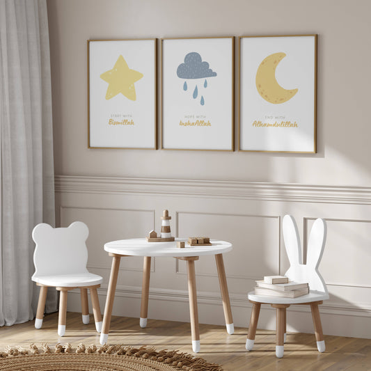 Bismillah Alhamdulillah Posterset für Kinder